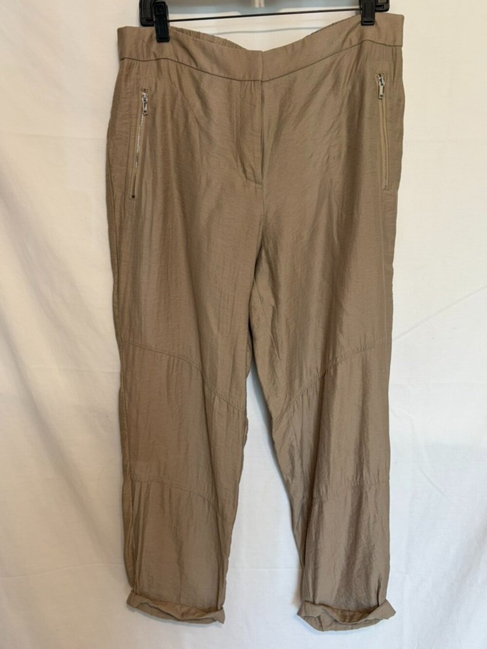 DKNY Women's ~Casual Rayon Blend Ankle Beige Flex High Rise Comfort ~Sz.12